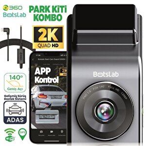 360+ Botslab G300h Pro 2k Qhd Adas Wifi + Gps 140° Geniş Açı Gece Görüşlü Akıllı Araç İçi Kamera + Park Modu Bağlantı Kablosu Comb