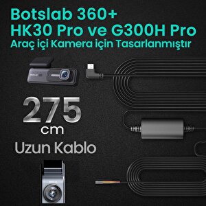 360+ Botslab G300h Pro/hk30 Pro Araç İçi Kamera 24 Saat Park Modu Kiti Akü Bağlantı Kablosu (micro Usb)