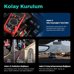 360+ Botslab G300h Pro/hk30 Pro Araç İçi Kamera 24 Saat Park Modu Kiti Akü Bağlantı Kablosu (micro Usb)