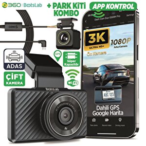 360+ Botslab G500h Pro Adas Ön 3k Qhd - Arka 1080p Fhd 150° Geniş Açı Wifi+gps Gece Görüşlü Akıllı Araç İçi Kamera +park Modu Kiti