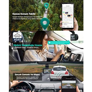360+ Botslab G500h Pro Adas Ön 3k Qhd - Arka 1080p Fhd 150° Geniş Açı Wifi+gps Gece Görüşlü Akıllı Araç İçi Kamera +park Modu Kiti
