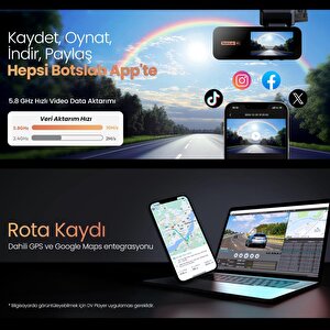 360+ Botslab G980h Pro Adas Ön Kamera Gerçek 4k Uhd Arka 2k Qhd 170° Geniş Açı Lens Gece Görüşü Dahili Gps Modülü Akıllı Araç İçi