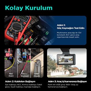 360+ Botslab G980h Pro/g500h Pro Type-c Araç İçi Kamera Park Modu Akü Bağlantı Kablosu (24 Saat Kayıt)