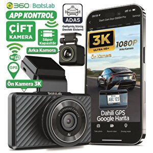 360+ Botslab G500h Pro Adas Ön 3k Qhd - Arka 1080p Fhd 150° Geniş Açı Wifi+gps Gece Görüşlü Akıllı Araç İçi Kamera