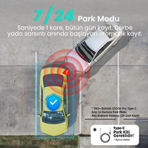 360+ Botslab G500h Pro Adas Ön 3k Qhd - Arka 1080p Fhd 150° Geniş Açı Wifi+gps Gece Görüşlü Akıllı Araç İçi Kamera