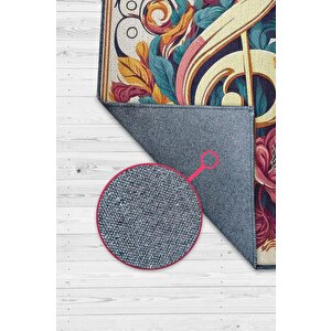 Çiçek Desenli Müzik Halısı,sol Anahtarı Ve Notalı Halı,çok Renkli Krem Müzik Sever Halısı,müzik Sınıfı Halısı 160x240 cm