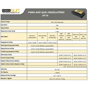 10a Amper Pwm Solar Güneş Akü Şarj Kontrol Cihazı