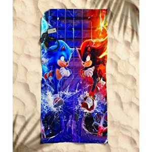 Sonic Temalı Plaj Havlusu