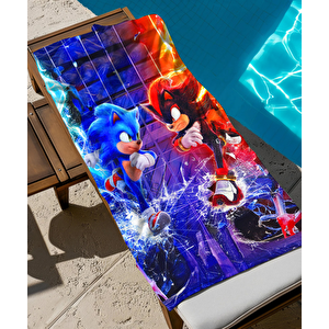 Sonic Temalı Plaj Havlusu