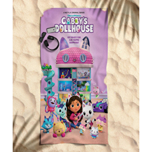 Gabby's Dollhouse Temalı Plaj Havlusu