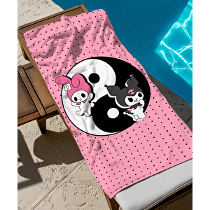 Kuromi Ying Yang Temalı Plaj Havlusu