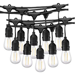 220volt 10 Adet E27 Duylu 10 Metre Kablolu Set (10 Adet S14 Led Ampul Hediyeli)