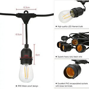 Güneş Enerjili Solar 5 Adet S14 Led Ampullü 5 Metre Led Işık Seti