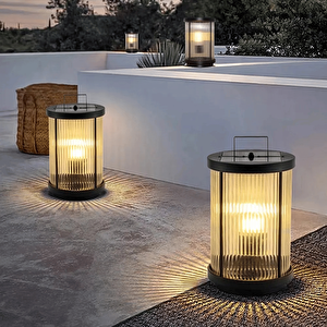60 Watt Modern Cam Tasarımlı Solar Alüminyum Bollard Aydınlatma Armatürü