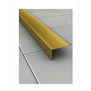 L Model Metal Merdiven Basamak Profili Çıtası Köşebent Bitim Profil Altın Gold Rengi 4cm*2cm*1,35m