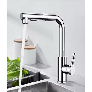 Krom Spi̇ralli̇ Evi̇ye Bataryasi Çi̇ft Modlu Çek Birak Uzayan Başlik Pri̇nç Gövde Mutfak Musluk