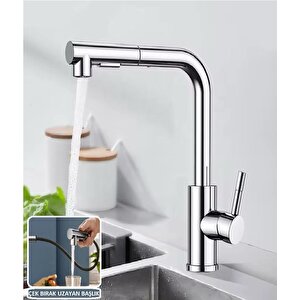 Krom Spi̇ralli̇ Evi̇ye Bataryasi Çi̇ft Modlu Çek Birak Uzayan Başlik Pri̇nç Gövde Mutfak Musluk