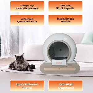 Groove Ti+ 65l Wi-fi Otomatik Akıllı Kedi Tuvaleti Kahverengi (ultra Sessiz+app Kontrol+akıllı Sensör+uv Filtre)