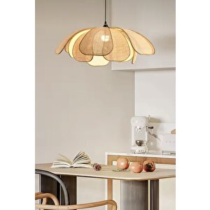 Modern Iskandinav Tasarım Bohem Rose Çiçek Sarkıt Avize Hazeran Hasır Avize Rattan Salon Avizesi