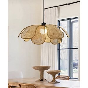 Modern Iskandinav Tasarım Bohem Rose Çiçek Sarkıt Avize Hazeran Hasır Avize Rattan Salon Avizesi