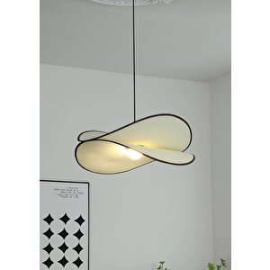 Modern Tasarım Sarkıt Avize Krem Kumaş Salon Mutfak Oturma Odası Avizesi