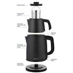 Ctm-125 Tealine Paslanmaz Çelik Çay Makinesi - Siyah