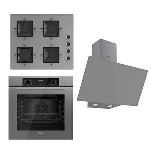 Flowart Serisi Gri Set (ss208 + Qbl63cpr +d079 ) - Emaye Izgara