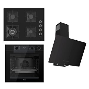 Steamart-fryart Serisi Siyah Set (sc405-wfa + Qep64cs +d077-sa ) - Döküm Izgara / 65 Cm Ocak