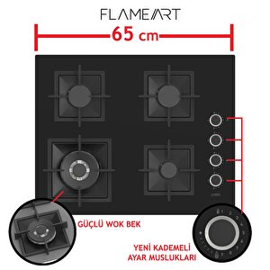Steamart-fryart Serisi Siyah Set (sc405-wfa + Qep64cs +d077-sa ) - Döküm Izgara / 65 Cm Ocak
