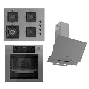Steamart-fryart-silentart Serisi Gri Set (sc408-wfa + Qep64cpr +d065-sa ) - Döküm Izgara / 65 Cm Ocak