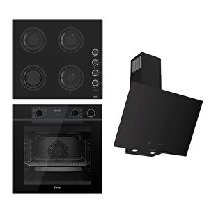 Steamart-fryart-silentart Serisi Siyah Set (cs205-fa + Qep64cs +d077-sa ) - Emaye Izgara / Kademeli Musluk
