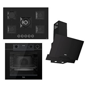 Steamart-fryart-silentart Serisi Siyah Set (ss035 + Qep64cs +d063-sa ) - Emaye Izgara-75 Cm Ocak