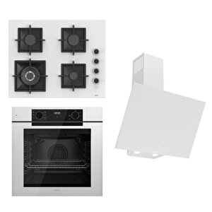 Fryart-silentart Serisi Beyaz Set (sc406-wfa + Qep63cb +d078-sa ) - Döküm Izgara / 65 Cm Ocak