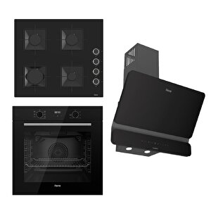 Flowart-silentart Serisi Siyah Set (ss205 + Qbl63cs +d080-sa ) - Emaye Izgara
