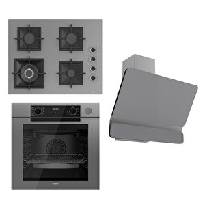 Steamart-fryart Serisi Gri Set (sc408-wfa + Qep64cpr +d082 ) - Döküm Izgara / 65 Cm Ocak