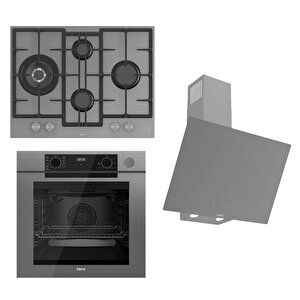 Steamart-fryart-silentart Serisi Gri Set (ed078 + Qep64cpr +d079-sa ) - Döküm Izgara / 67 Cm Ocak