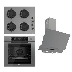 Steamart-fryart-silentart Serisi Gri Set (cs208-fa + Qep64cpr +d065-sa ) - Emaye Izgara / Kademeli Musluk
