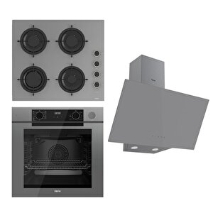 Steamart-fryart Serisi Gri Set (cs208-fa + Qep64cpr +d079 ) - Emaye Izgara / Kademeli Musluk