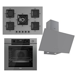 Steamart-fryart Serisi Gri Set (ss038 + Qep64cpr +d079 ) - Döküm Izgara / 75 Cm Ocak