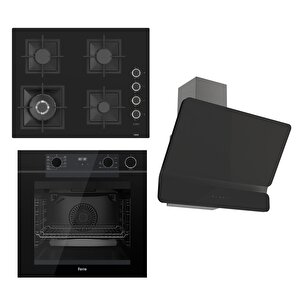 Steamart-fryart  Serisi Siyah Set (sc405-wfa + Qep64cs +d080 ) - Döküm Izgara / 65 Cm Ocak