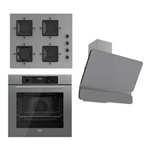 Flowart Serisi Gri Set (ss208 + Qbl63cpr +d082 ) - Emaye Izgara