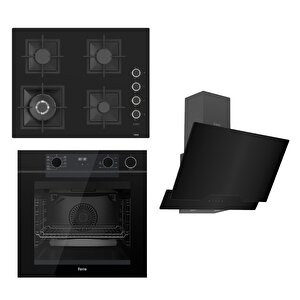 Steamart-fryart Serisi Siyah Set (sc405-wfa + Qep64cs +d063 ) - Döküm Izgara / 65 Cm Ocak