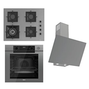Steamart-fryart-silentart Serisi Gri Set (sc408-wfa + Qep64cpr +d079-sa ) - Döküm Izgara / 65 Cm Ocak