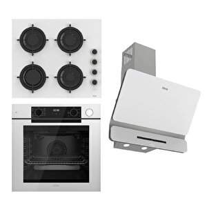 Steamart-fryart-silentart Serisi Beyaz Set (cs206-fa + Qep64cb +d081-sa ) - Emaye Izgara