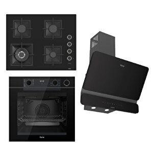 Steamart-fryart-silentart Serisi Siyah Set (sc405-wfa + Qep64cs +d080-sa ) - Döküm Izgara / 65 Cm Ocak