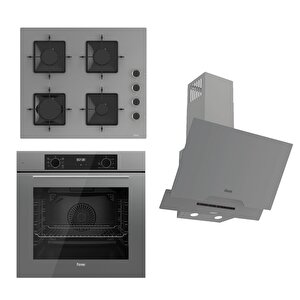 Flowart-silentart Serisi Gri Set (ss208 + Qbl63cpr +d065-sa ) - Emaye Izgara