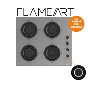 Flowart-silentart Serisi Gri Set (cs208-fa + Qbl63cpr +d065-sa ) - Emaye Izgara / Kademeli Musluk