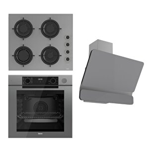Steamart-fryart Serisi Gri Set (cs208-fa + Qep64cpr +d082 ) - Emaye Izgara / Kademeli Musluk