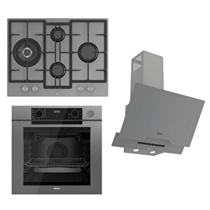 Steamart-fryart-silentart Serisi Gri Set (ed078 + Qep64cpr +d065-sa ) - Döküm Izgara / 67 Cm Ocak
