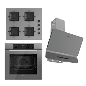 Flowart-silentart Serisi Gri Set (ss208 + Qbl63cpr +d082-sa ) - Emaye Izgara